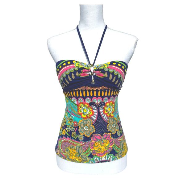 Nanette LEPORE Women’s Multicolor All Over Print Tankini Swim Top Size XS - Picture 2 of 12